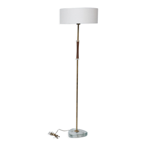 Lampadaire en verre et laiton