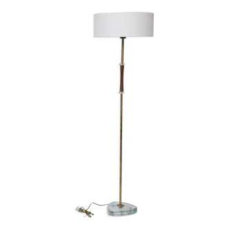 Glass and brass floor lamp by Carl Fagerlund Orrefors, Sweden 1960