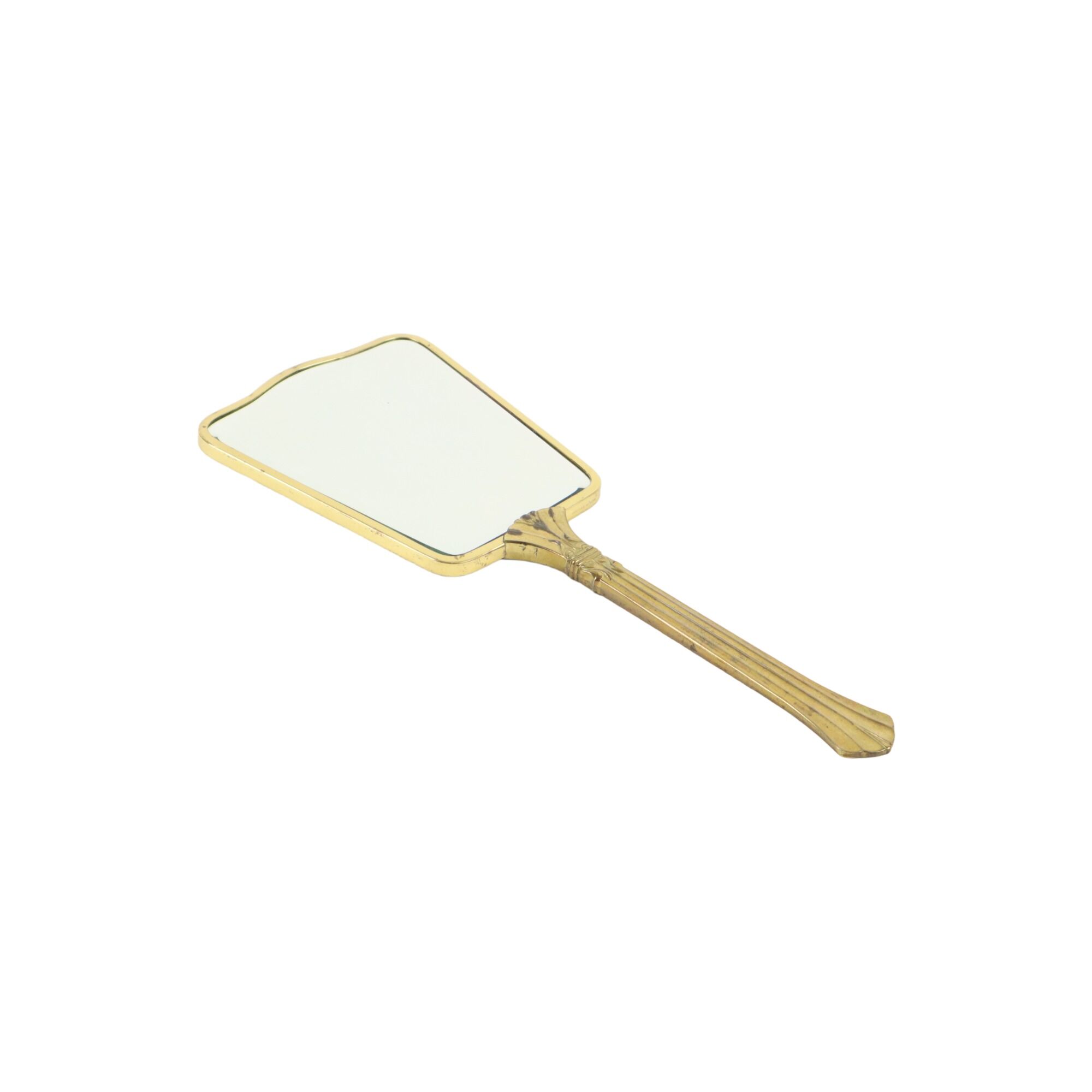 French art deco hand mirror makeup mirror brass facet 31cm