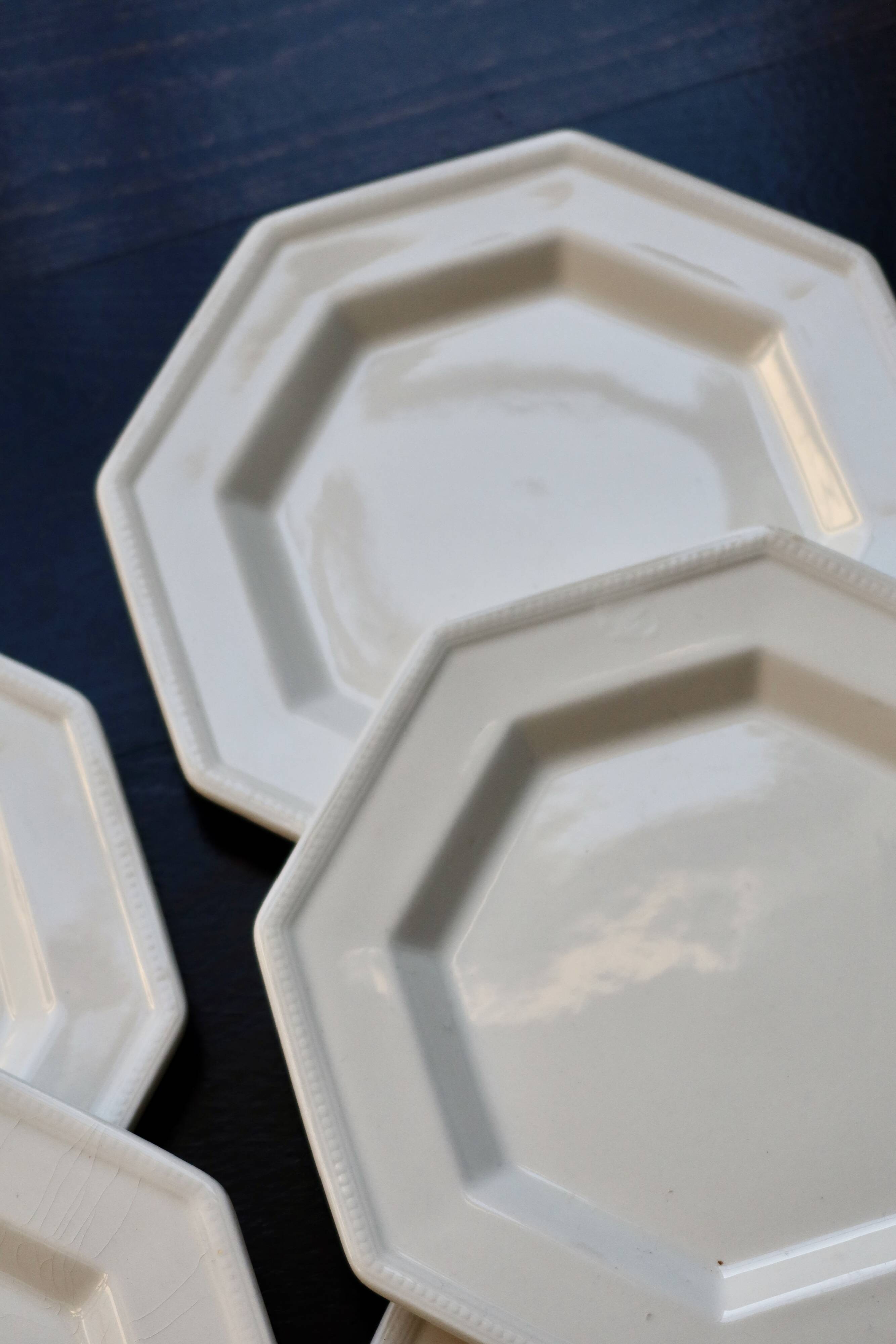 6 vintage octagonal beaded dessert plates - Johnson Brothers