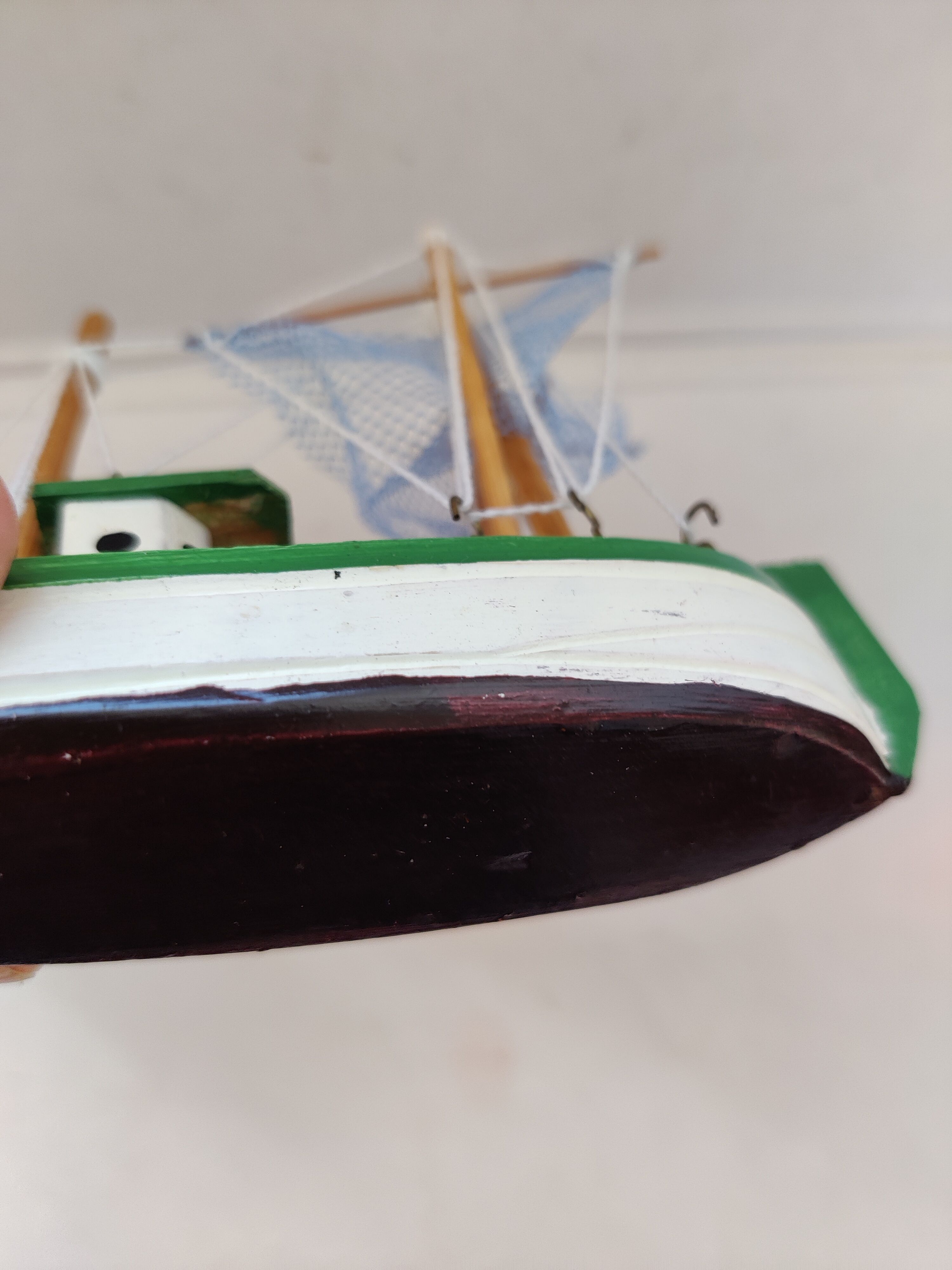 Fishing boat trawler Vintage painted wood