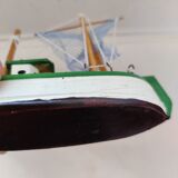 Fishing boat trawler Vintage painted wood