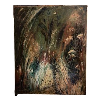 Huile sur toile paysage forêt