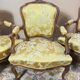Mercer brothers set of three walnut armchairs in louis xv style xix