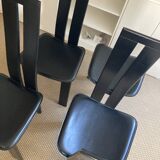 Set of 4 chairs black leather Pietro Constantini Italy 1970