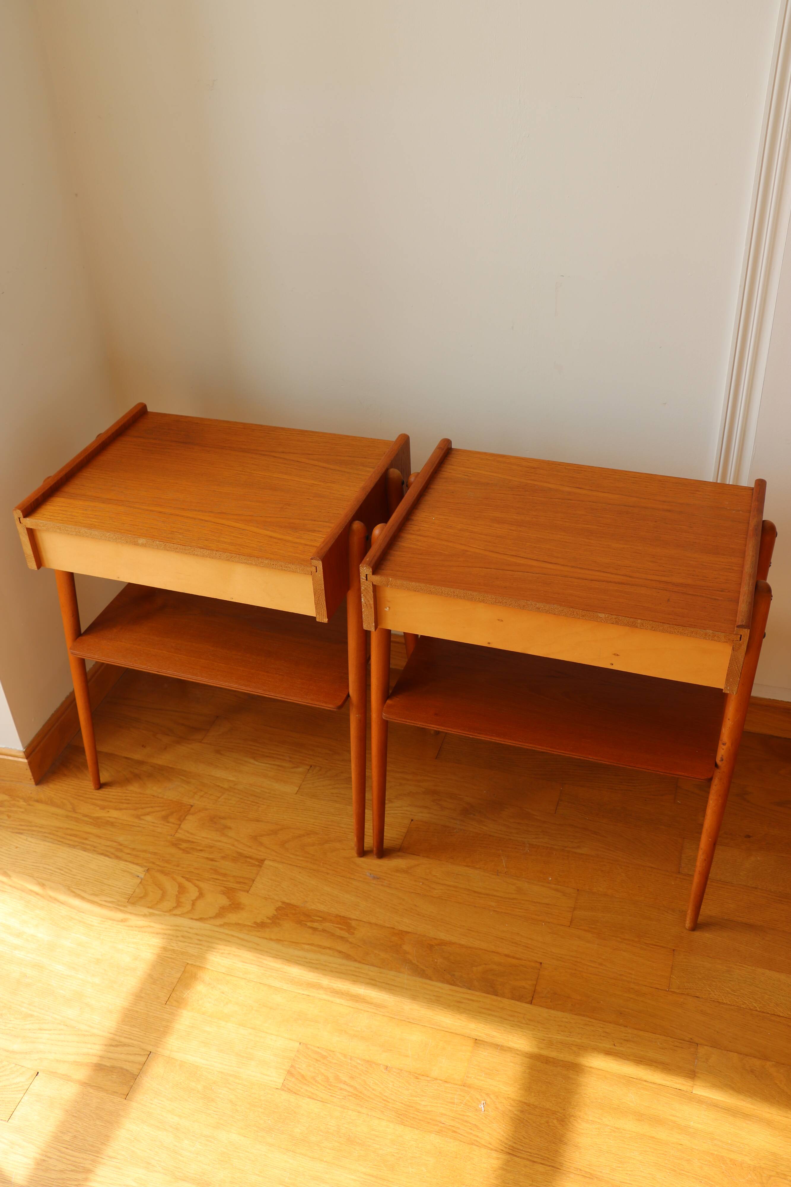 Pair of teak bedside tables, Carlström Möbelfabrik, Sweden 1960