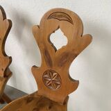 Set of 4 Savoyard pine chairs from the 60s