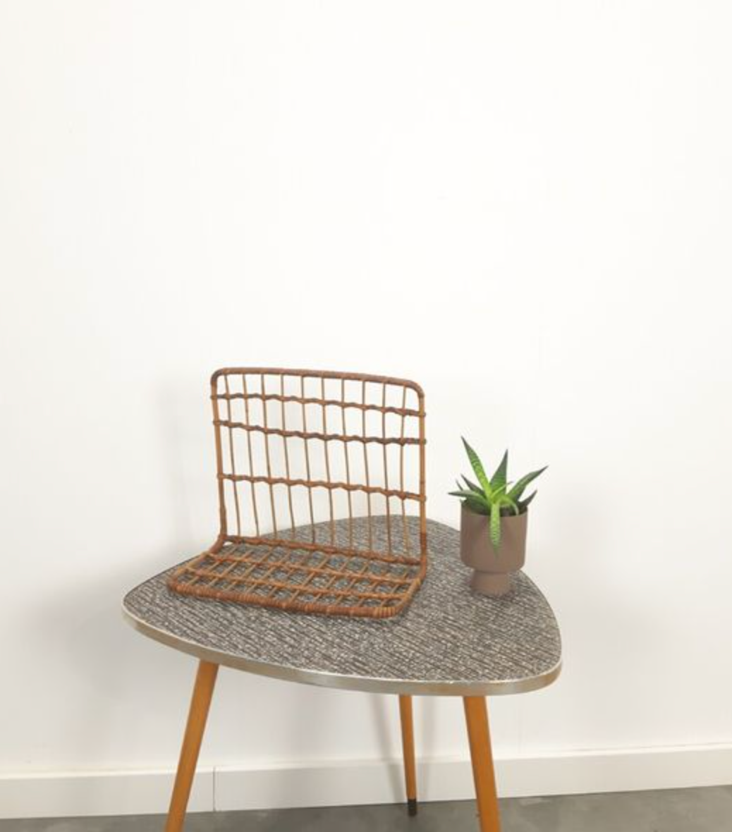 Vintage rattan wall shelf