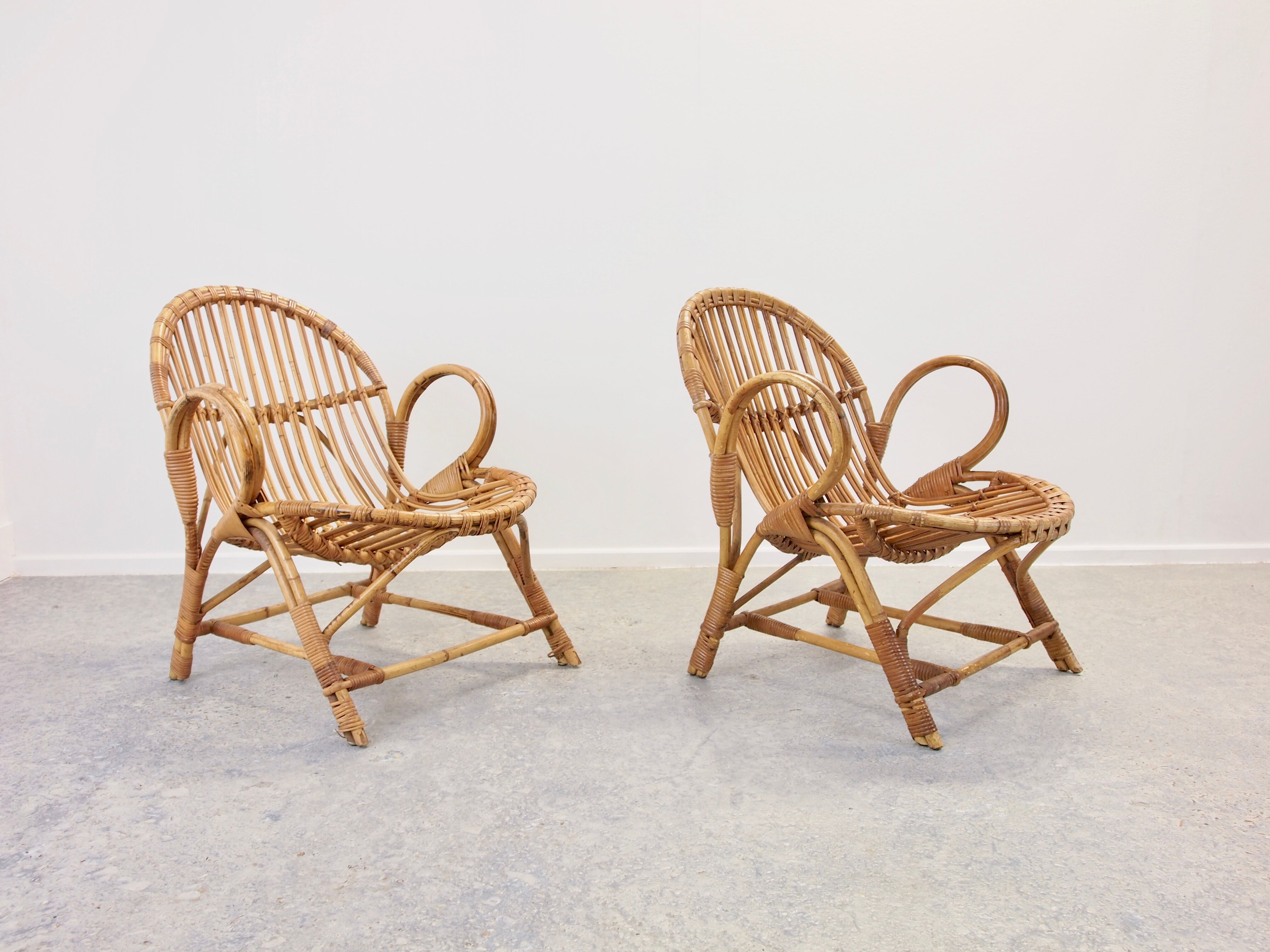 Vintage mid century rattan lounge set by Dirk Sliedregt for Rohe