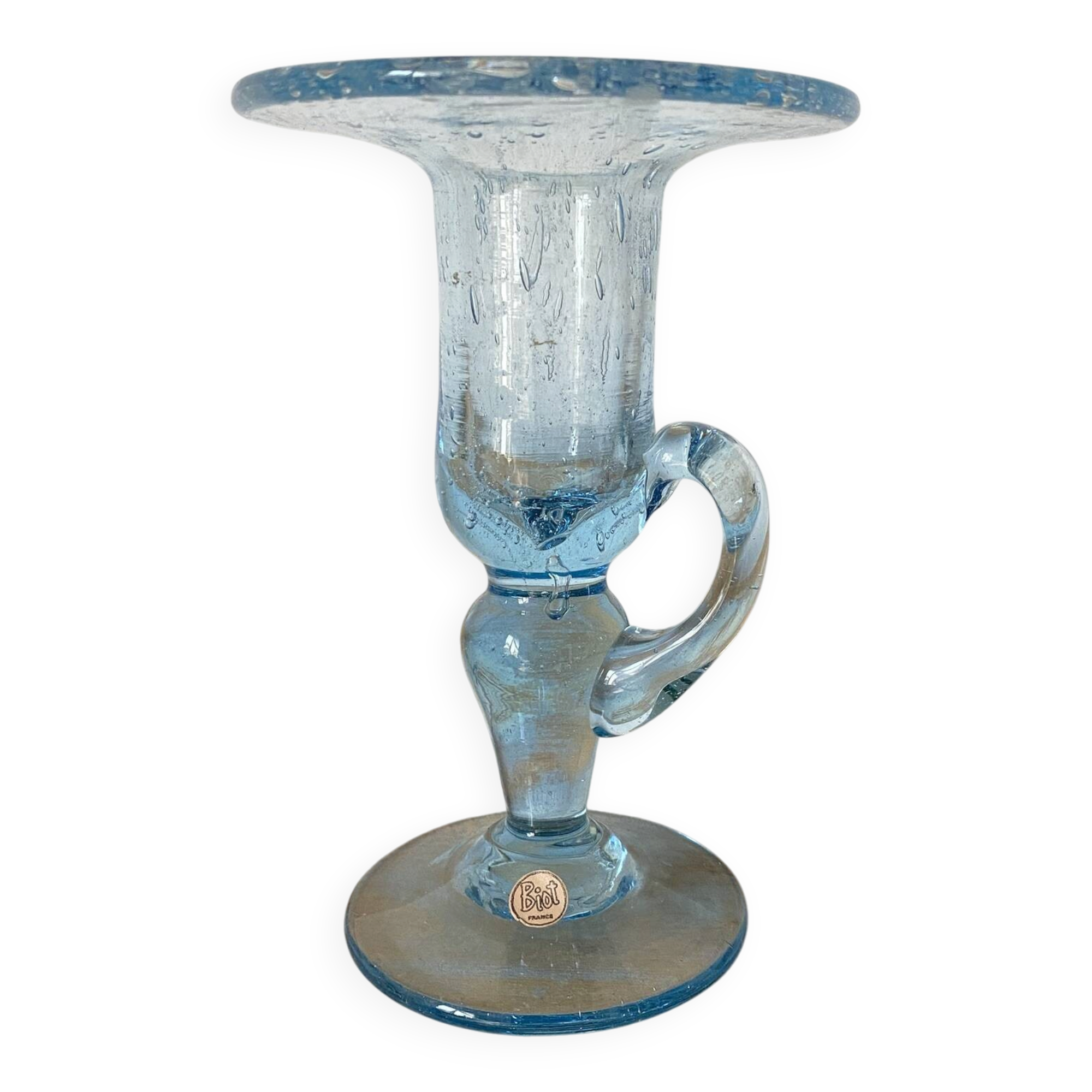 Blown glass bubble candlestick Biot