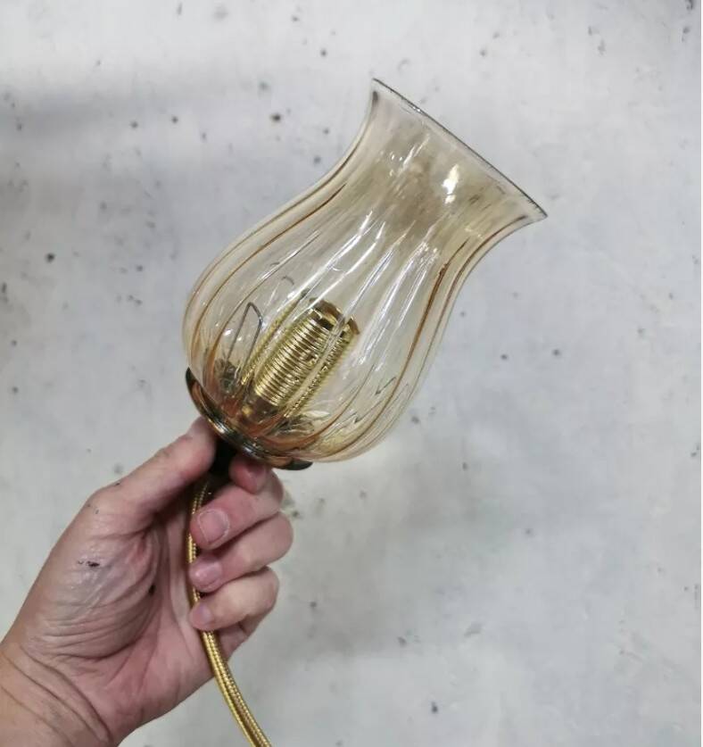 Set of 7 amber glass globes