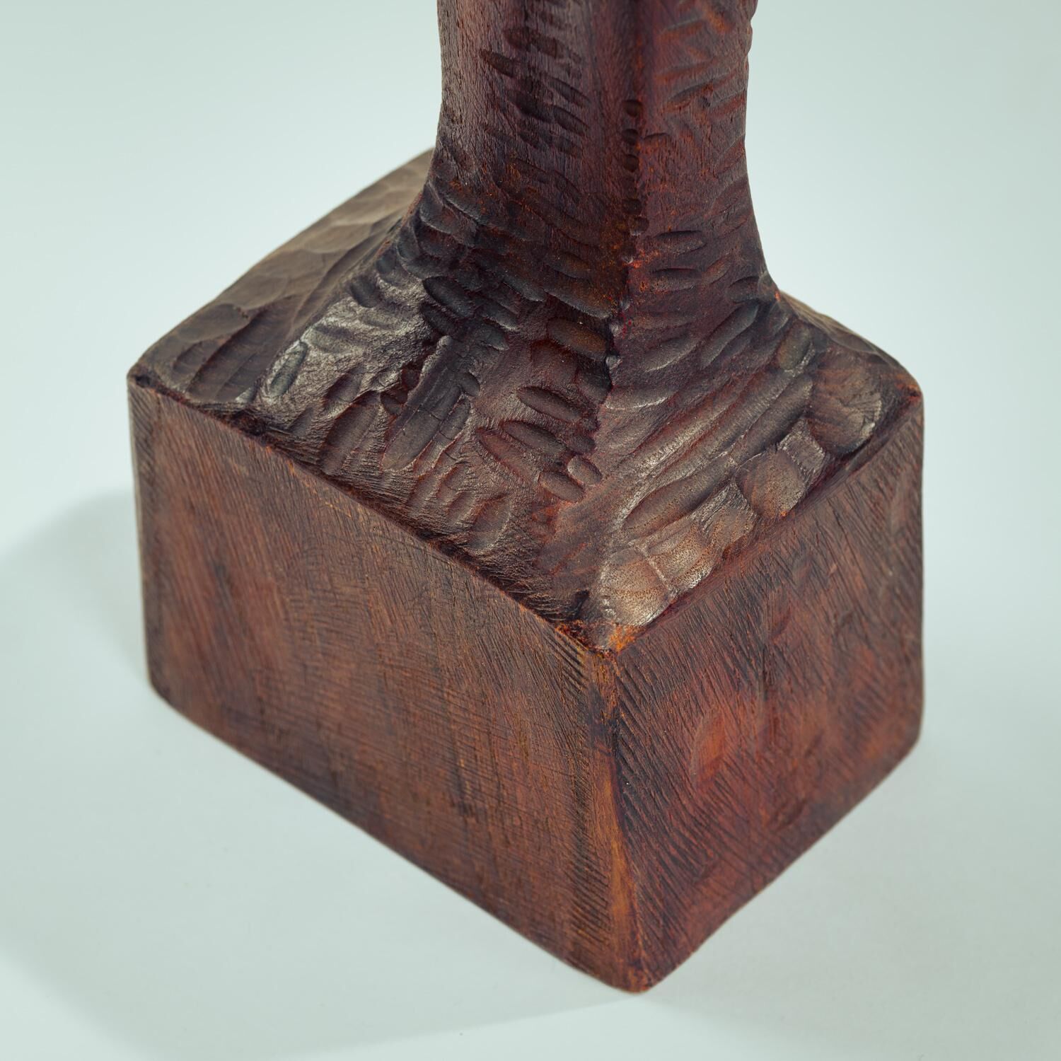 Dutch Brutalist carved wood sculpture of woman's figure, height 95cm, 1970s