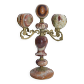 4-branch onyx and brass chandelier/candelabra