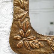 Art Nouveau Decorated Copper Mirror, France, 1920s
