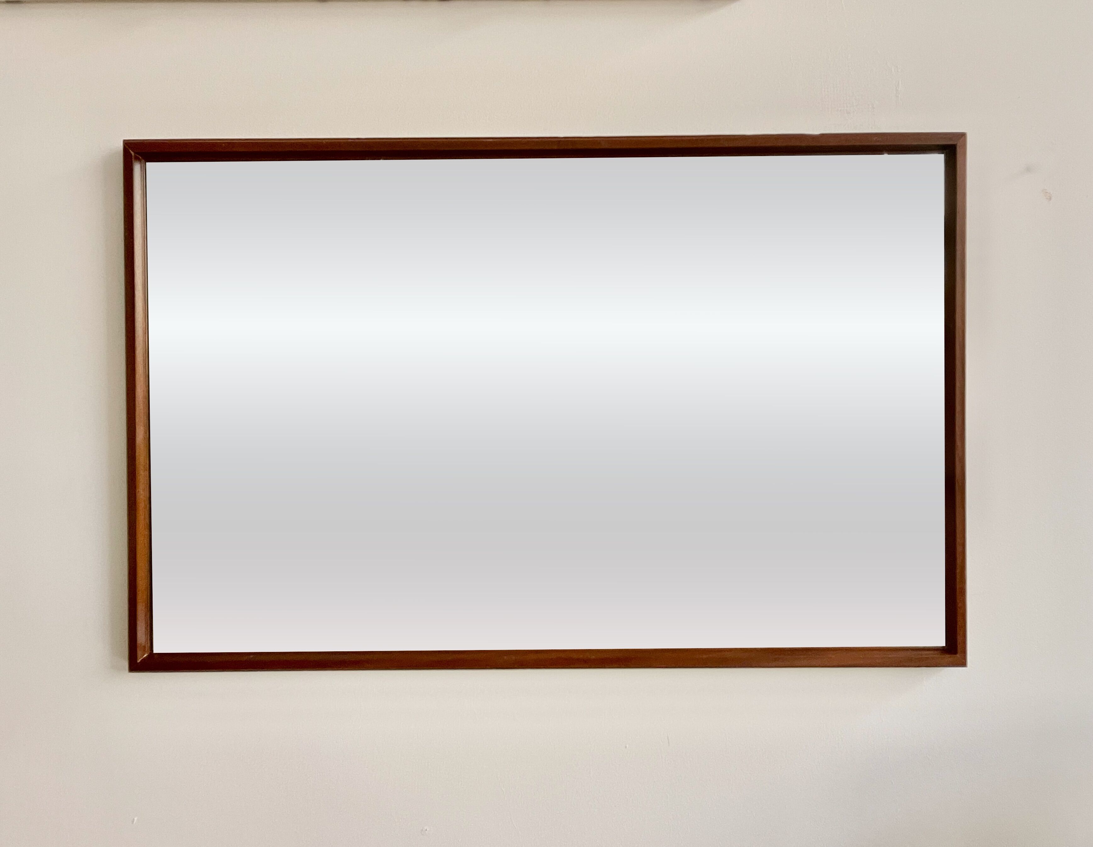 Vintage rectangular teak framed mirror