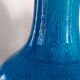 Turquoise ceramic vase lamp, incised Chinese decoration, late 19th century.