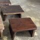Small auxiliary stool in dark brown upcycled teak wood, engraved (3275)