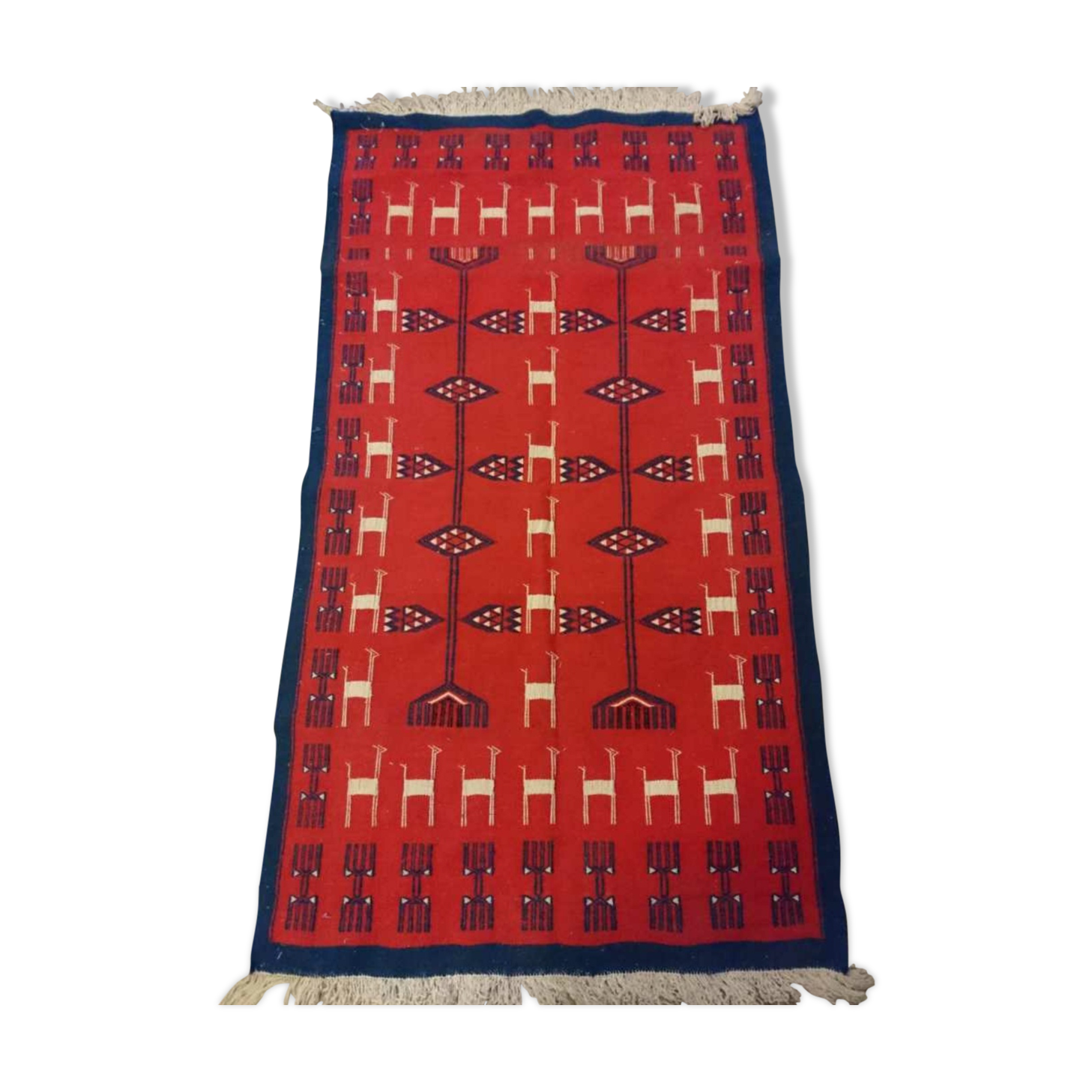 Red wool kilim rug - 100x180cm