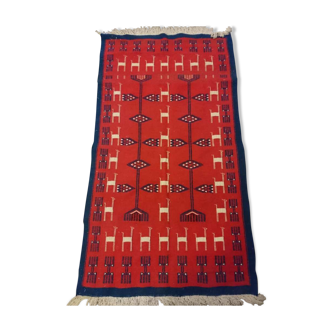 Red wool kilim rug - 100x180cm