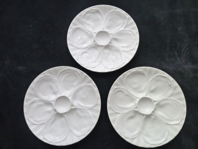 Set of 3 pillivuyt porcelain oyster plates