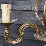 Vintage French Cage Chandelier: Bronze & Brass 3-Branch Ceiling Light