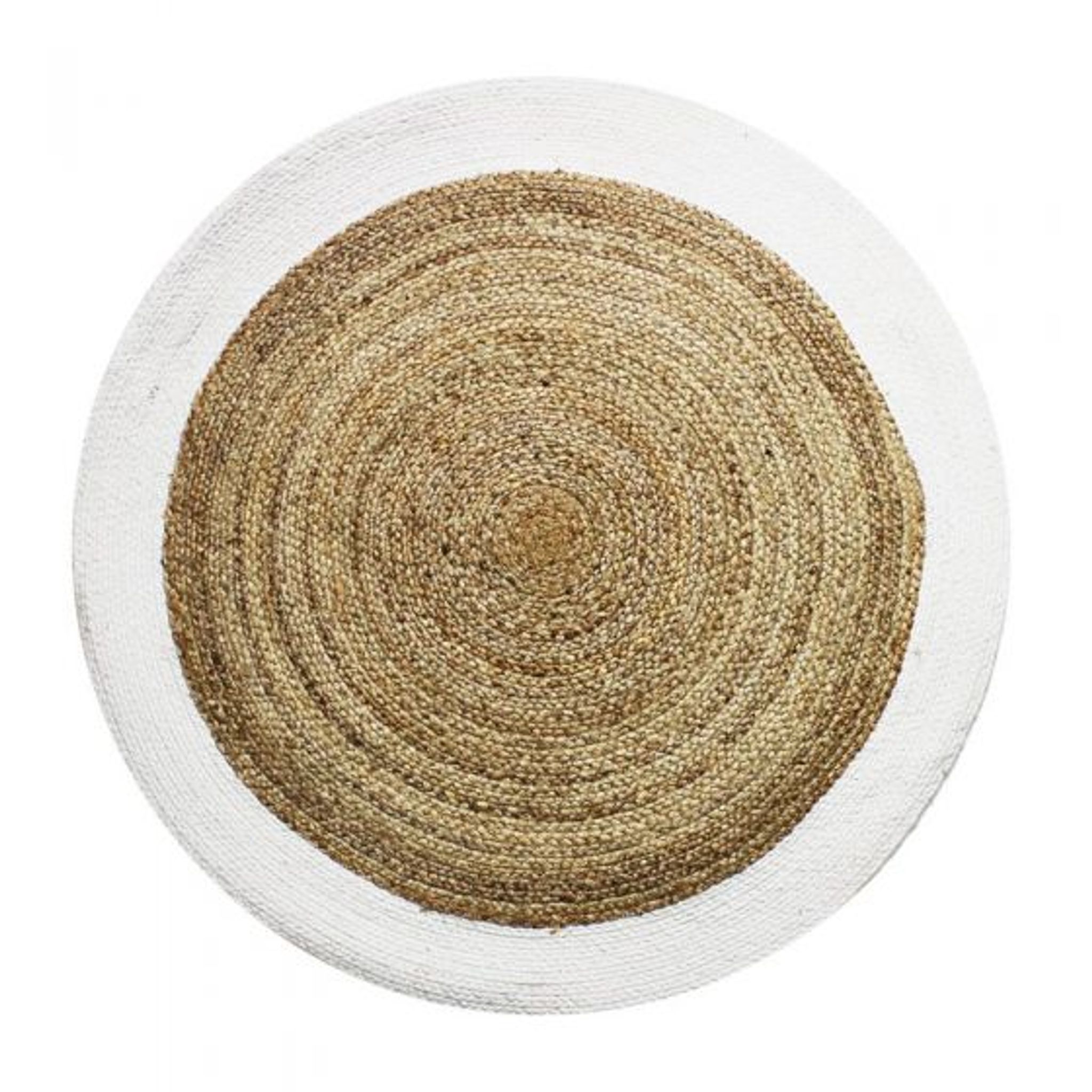 Tapis rond en jute blanc beige 120 cm