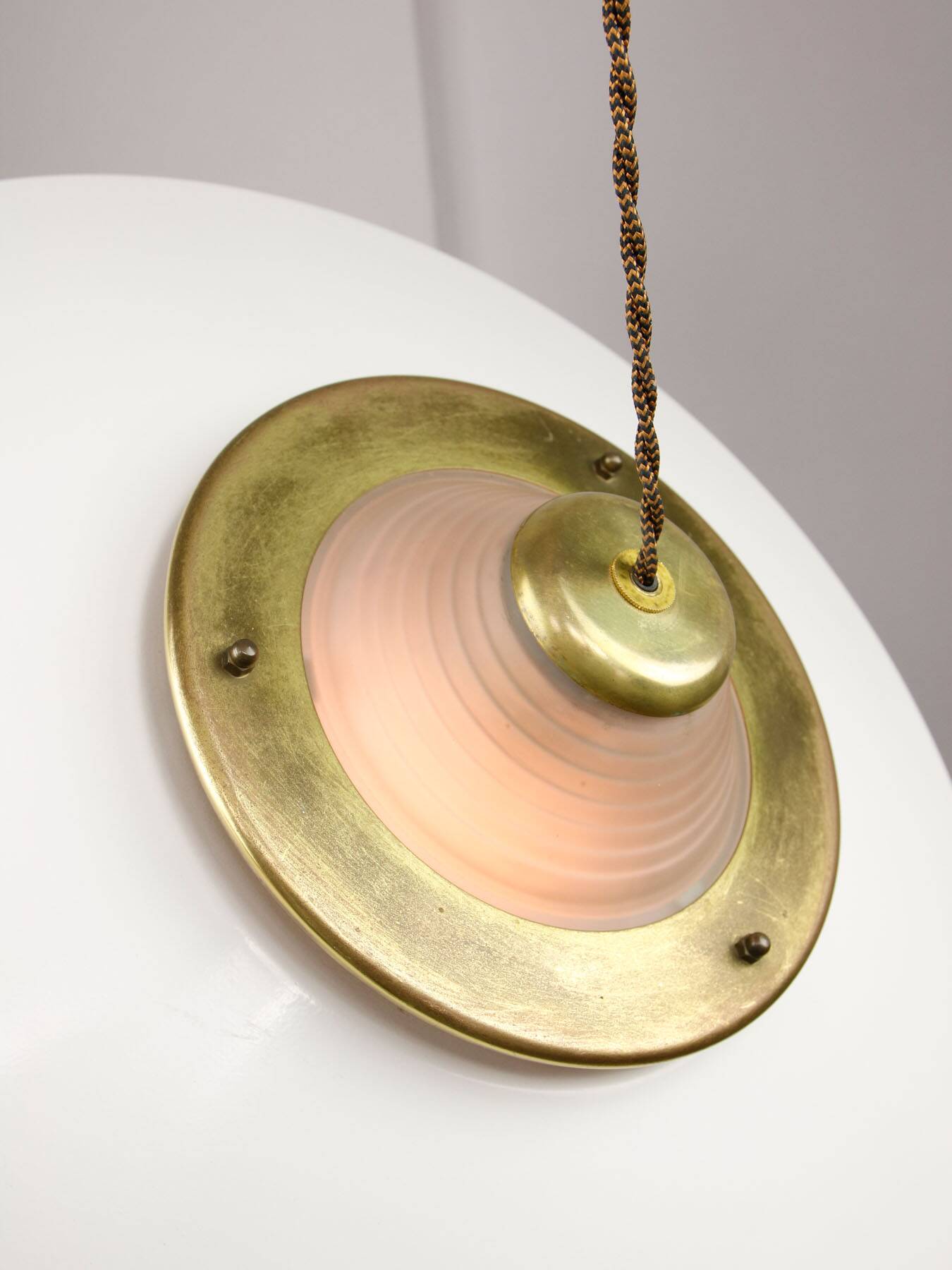 Lampe à suspension en laiton et métal vintage italienne, années 1970