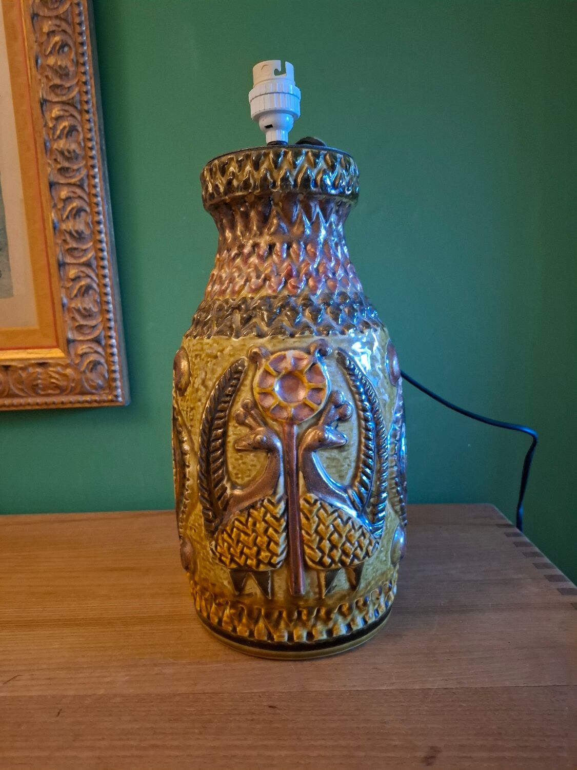 60'S keramik lamp, peacock decor