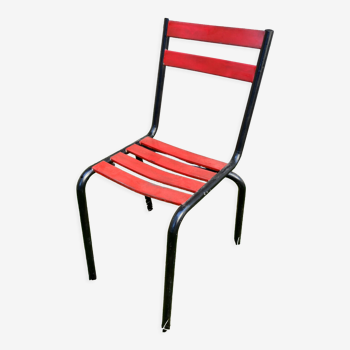 Chaise bistrot métal - noir et rouge