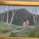 Mid-Century Swedish Oil panel “Sisters” by Gösta Geerd, Vintage & Framed 28×25cm