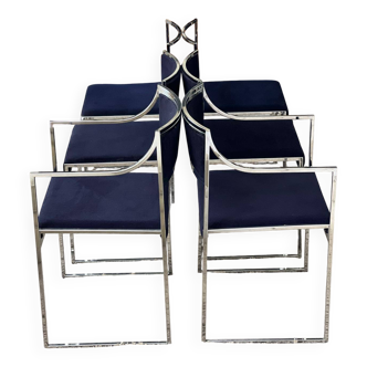 Set of 4 chairs and 2 armchairs model SQ by Willy Rizzo 1970