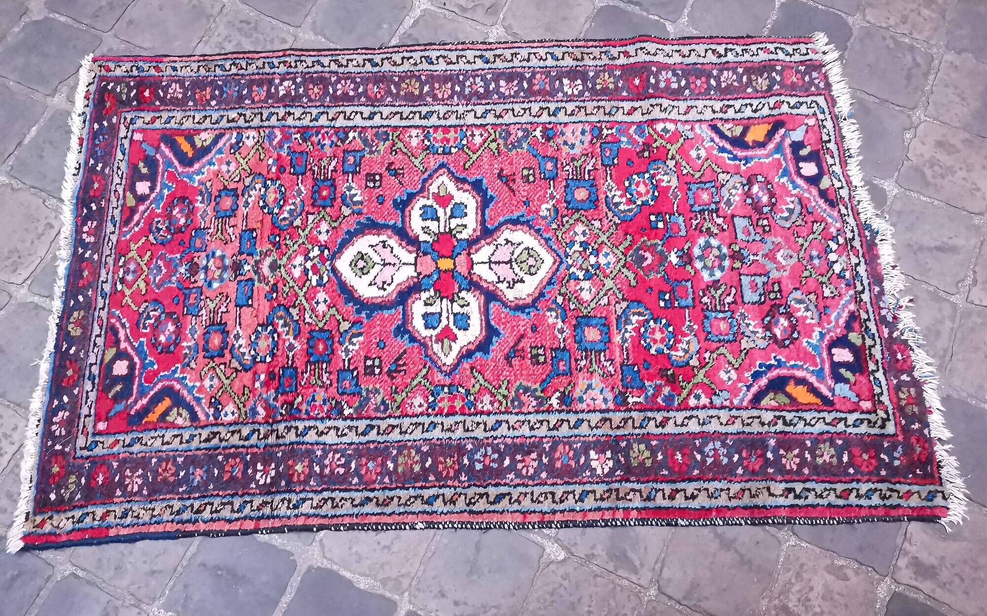 Hamadan vintage handmade oriental carpet 126 x 80 cm