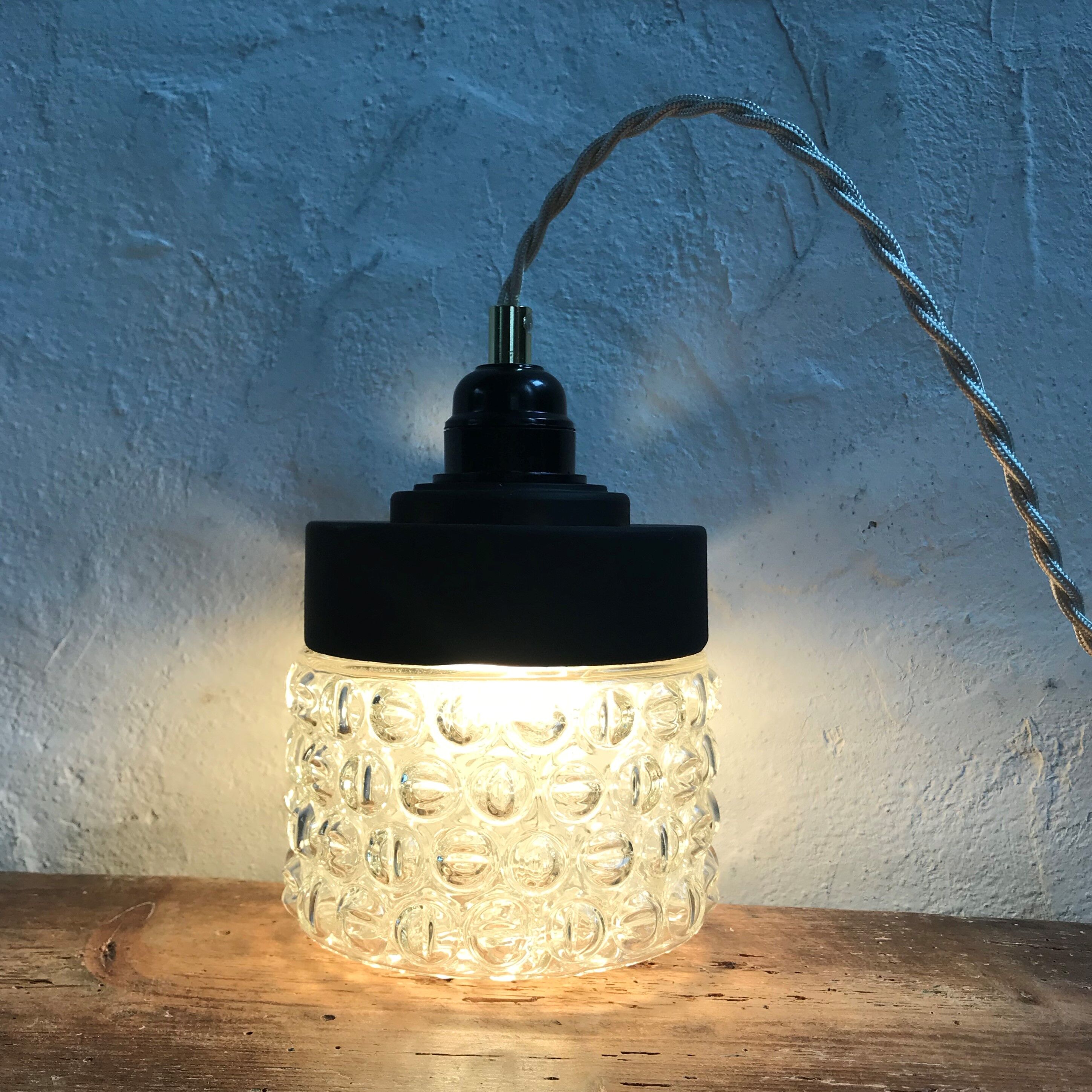 Vintage glass hand lamp