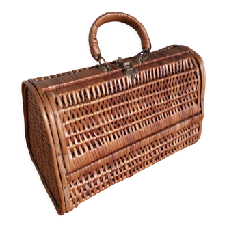 Suitcase in wicker and rattan 50s