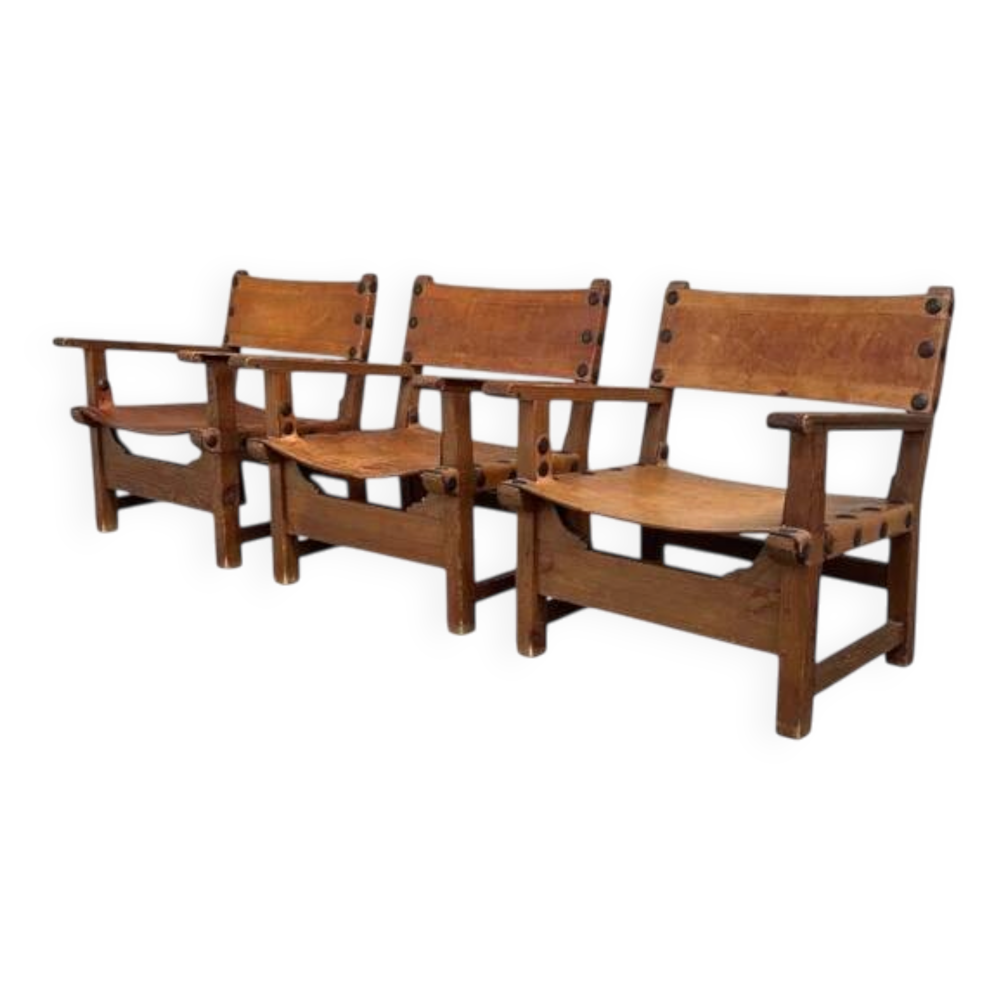 Set of brutalist Spanish armchairs, 1960s
