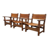 Ensemble de fauteuils brutalistes espagnols, années 1960.