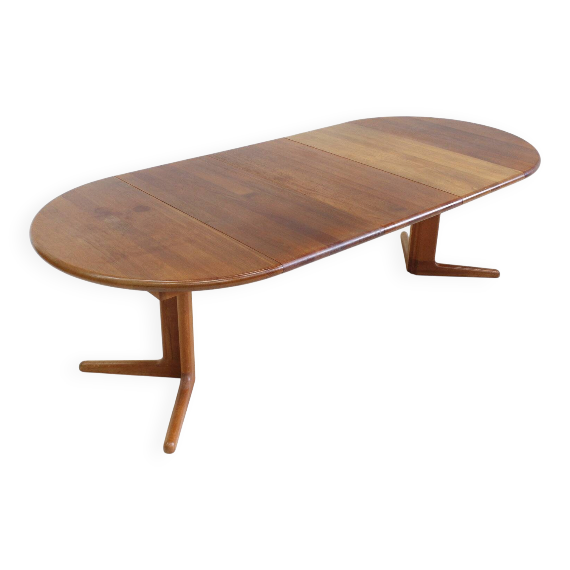 Vintage Danish oval extendable dining table solid teak 1960s XL