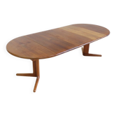 Vintage Danish oval extendable dining table solid teak 1960s XL