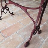 Bistrot table marble brown burgundy cast iron base