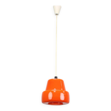 Vintage orange glass pendant lamp, Czechoslovakia, circa 1970.