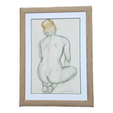 Xavier De Langlais - Pastel of a Kneeling Nude Woman from Behind, Circa 1926