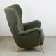 Fauteuil Wingback bouclé gris-vert, Autriche années 50