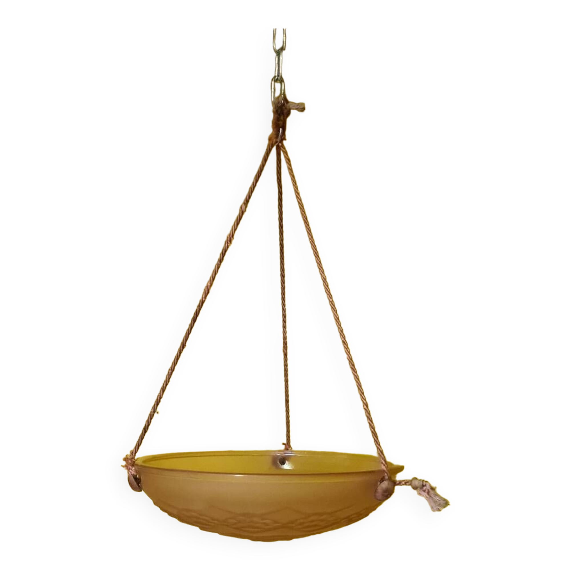 French Art Deco Rosé Glass Bowl Lamp signed by Sonover, from the 1920/30s.