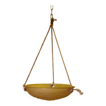 French Art Deco Rosé Glass Bowl Lamp signed by Sonover, from the 1920/30s.