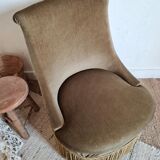 Bronze green velvet toad armchair