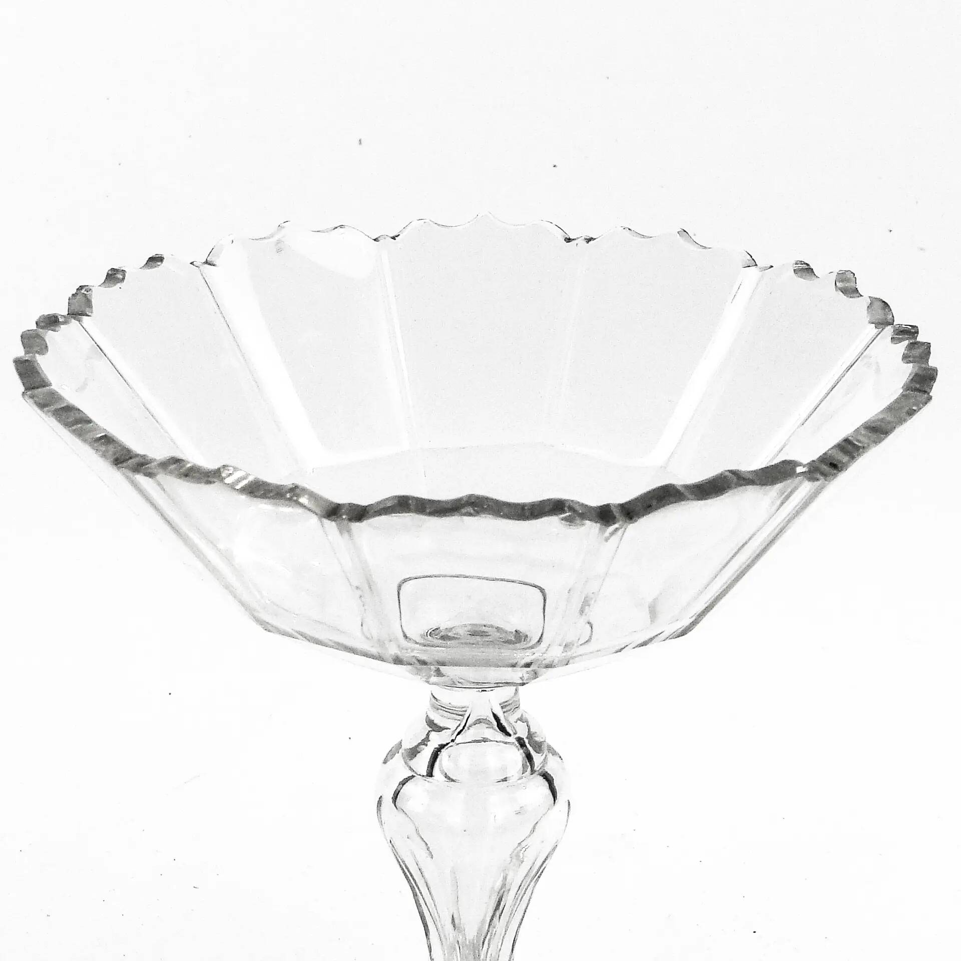 Biedermeier fruit bowl, transparent crystal, Czechia, 19th century
