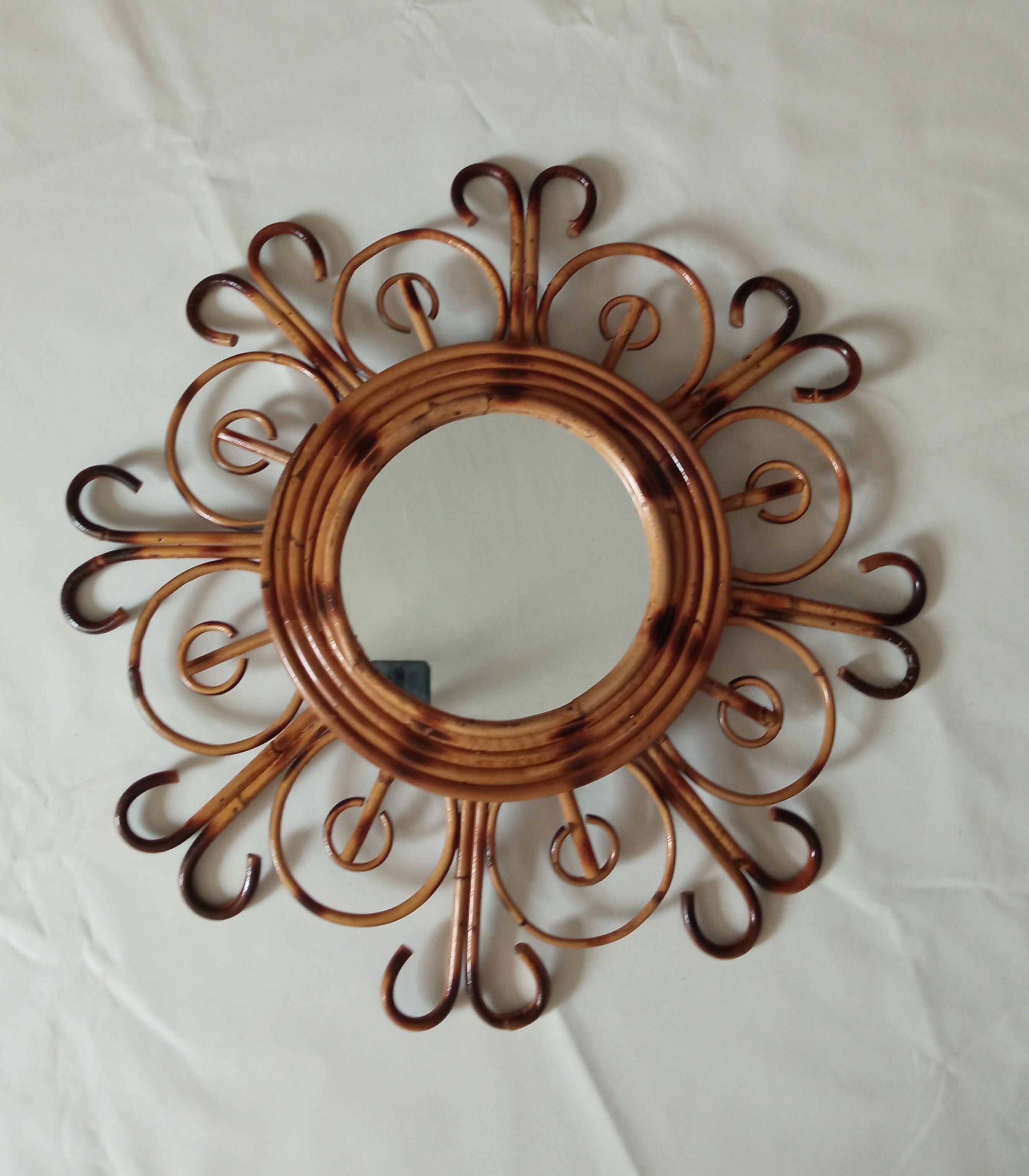 Vintage bamboo mirror 55cm