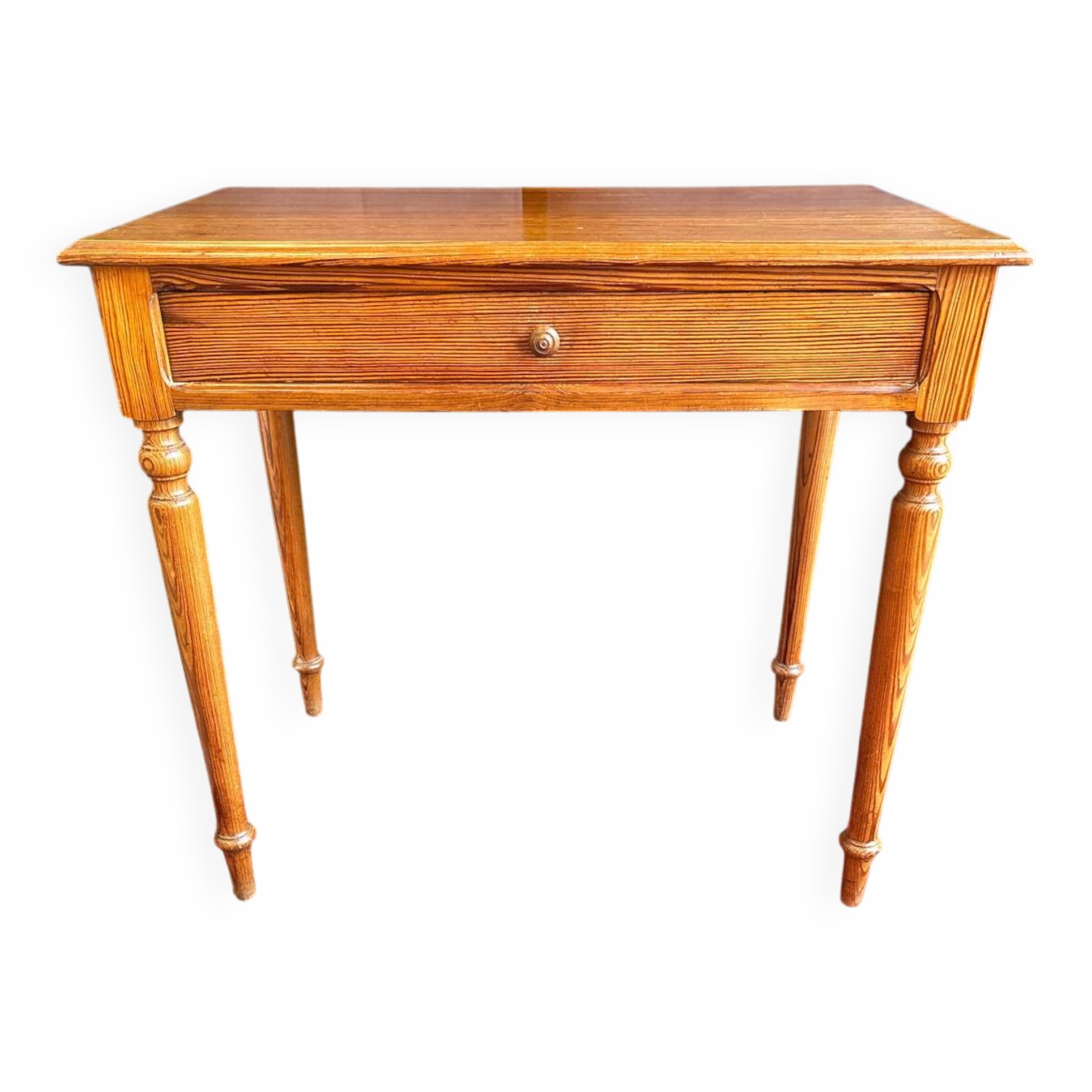 Small solid wood desk with a drawer.