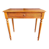 Small solid wood desk with a drawer.