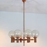 Lustre en cuivre et verre soufflé à la main par Ott International